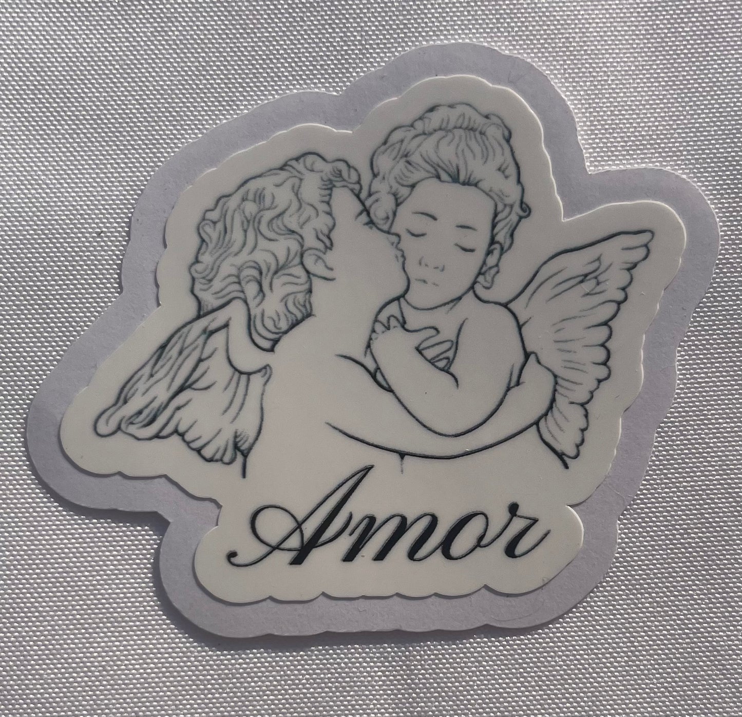"Amor" with angels Vinyl Sticker