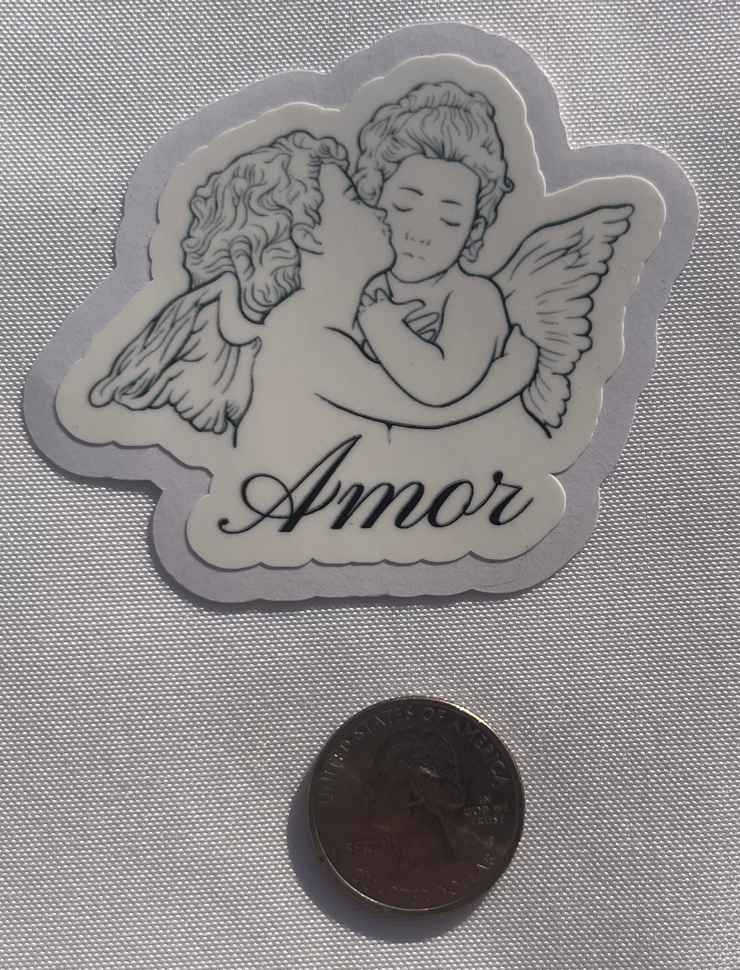 "Amor" with angels Vinyl Sticker